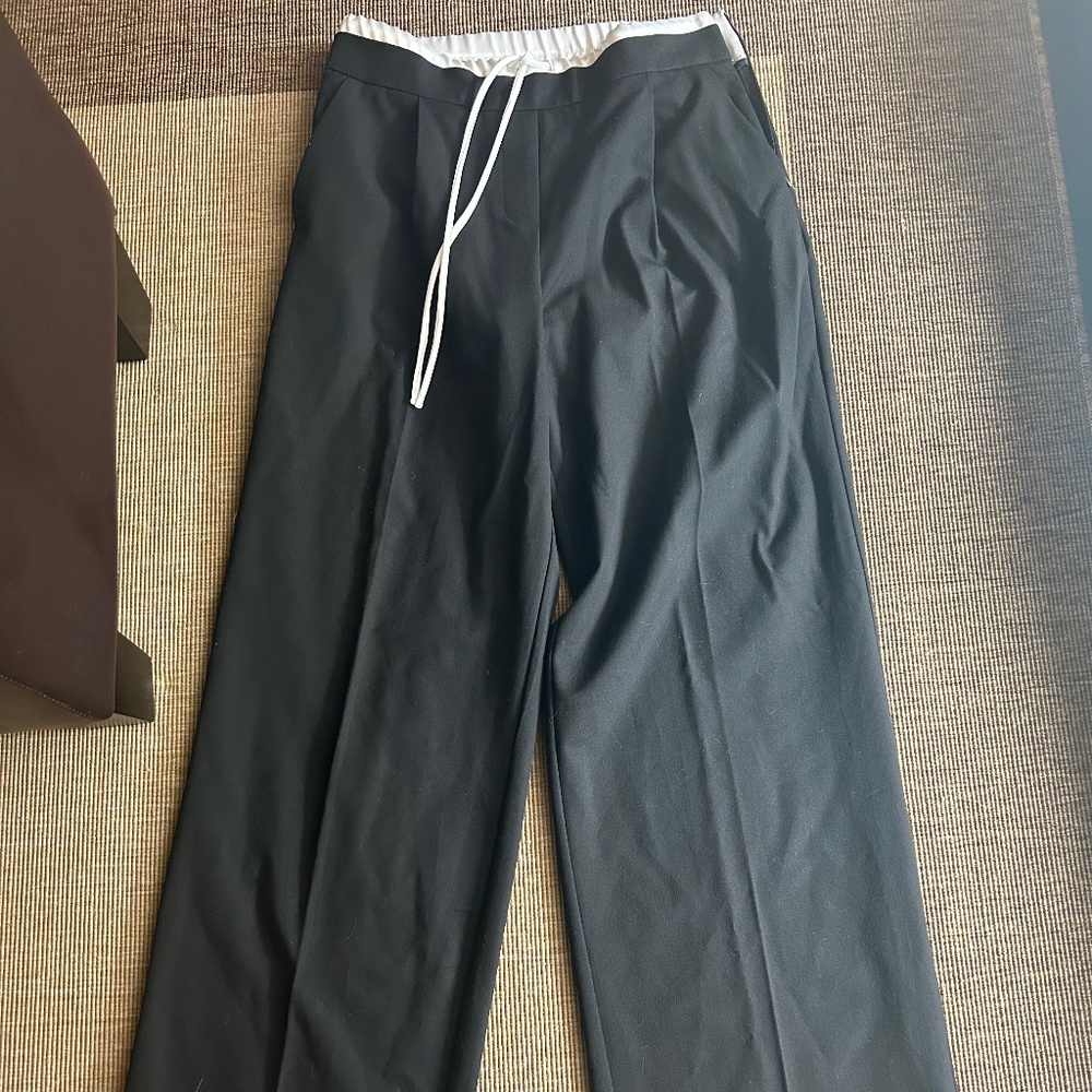 Wide leg pants with drawstring detail